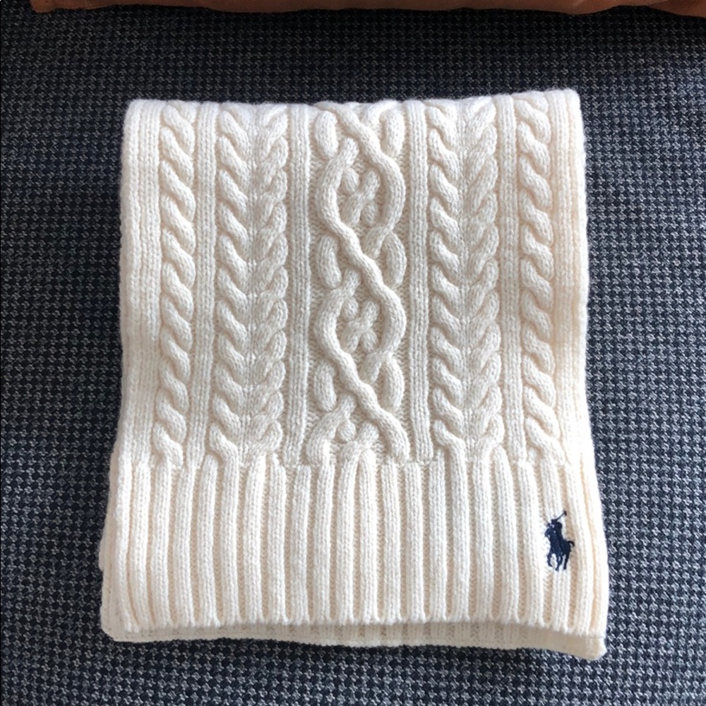 Polo By Ralph Lauren Cream Cable Knit Scarf
